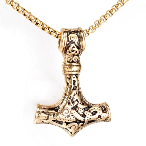 Colgante Solo Martillo de Thor Mjolnir Vikingo Nórdico Acero Inoxidable Nudo Celta Retro Joyería para Hombre Sin Cadena
