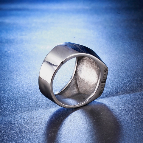 Anello Pentagramma in Acciaio Inossidabile Vintage Uomo Gothic Punk Esagono Scudo Anello con Sigillo Gioielli Geometrici Regalo