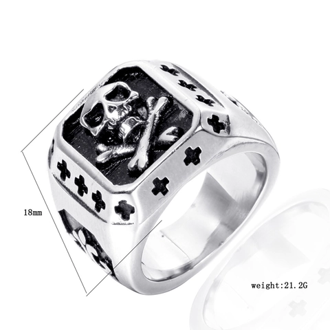 Anillo Punk Retro de Acero Inoxidable con Calavery y Huesos Cruzados Anillo de Sello de Cruz Gótica para Hombres Mujeres Joyería de Moda Regalo