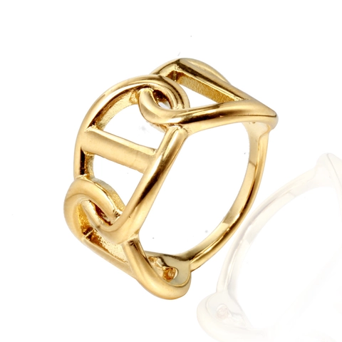 Vintage Hol Hart Geometrische Ring Titanium Staal Verguld Eenvoudige Mode Veelzijdige Sieraden Voor Dames Heren Cadeau