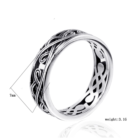 Anello in Acciaio Inossidabile con Nodo Celtico Vintage per Uomo Donna Fascia Intrecciata Svuotata Stile Punk Gioielli alla Moda