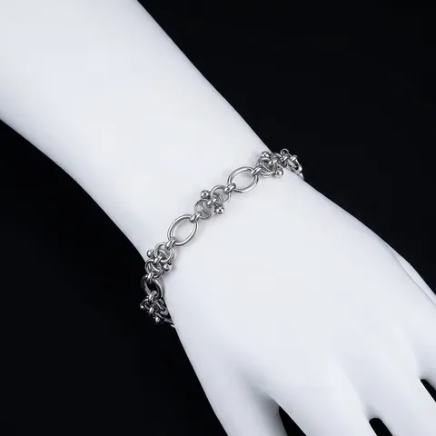 Bracciale Svuotato in Acciaio al Titanio Minimalista per Uomo Donna Argento Stile Industriale Bracciale a Catena Geometrica Gioielli Moda Regalo