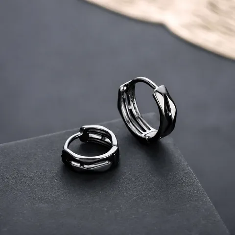 Versilberte Geometrische Huggie Creolen Hexagonal Facettierte Hip Hop Stil Minimalistischer Schmuck Für Herren Damen