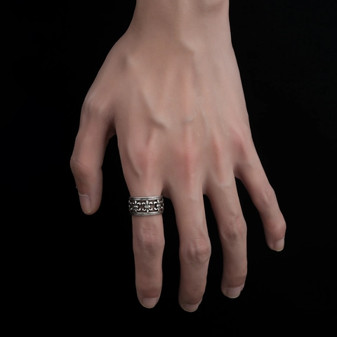 Vintage Gotik Versilbert Aushöhlung Fleur De Lis Kreuz Offener Ring Für Damen Herren Antik Gebraucht-Look Verstellbar Schmuck