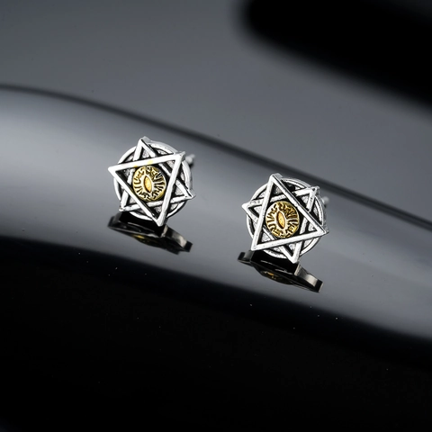 Vintage Kupfer Auge Der Vorsehung Hexagramm Stern Ohrringe Gothic Punk Magnetische Ohrclip Stecker Unisex Modeschmuck
