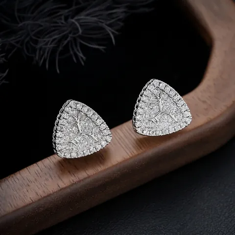 Pendientes de Botón Triángulo Geométrico de Cobre Con Estrás Incrustado Estilo Punk Gótico Joyería de Moda para Hombre Mujer Unisex