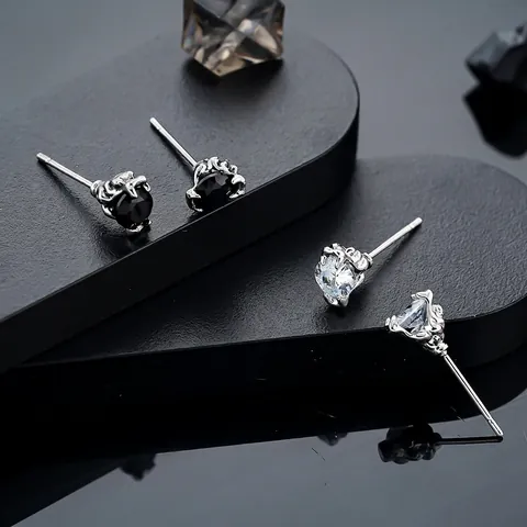 Fashion Copper Minimalist Geometric Round Stud Earrings With Rhinestone Inlaid For Men And Women Chic Daily Jewelry Gift