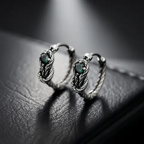 Vintage Schlange Knoten Creolen Für Herren Damen Kupfer Strass Schlange Ohrstecker Retro Punk Schmuck Accessoire