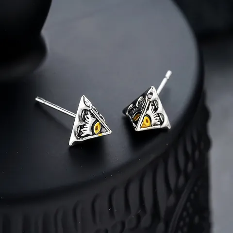 Pendientes De Botón De Pirámide Triangular Retro Con Patrón De Ojo De La Providencia Para Hombres Y Mujeres Joyería Punk Gótica De Cobre