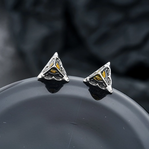 Pendientes De Botón De Pirámide Triangular Retro Con Patrón De Ojo De La Providencia Para Hombres Y Mujeres Joyería Punk Gótica De Cobre