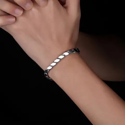 Bracelet à Maillons en Feuille d'Acier Inoxydable Or Argent Plaqué Chaîne Simple Minimaliste Ajustable Poli Cadeau Bijoux
