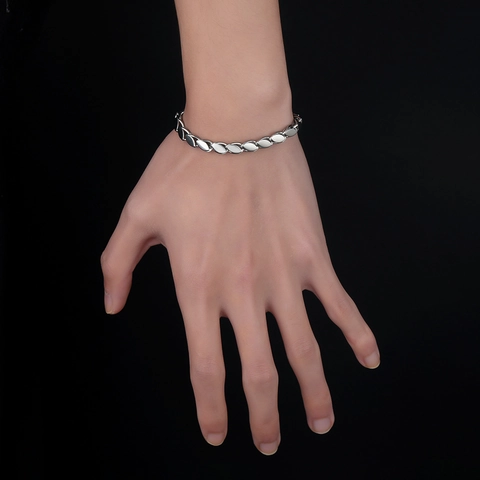 Bracelet à Maillons en Feuille d'Acier Inoxydable Or Argent Plaqué Chaîne Simple Minimaliste Ajustable Poli Cadeau Bijoux