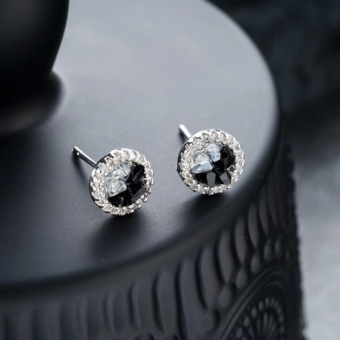 Irregular Ice Crystal Geometric Rhinestone Copper Stud Earrings Magnetic Ear Clips For Men Women Unisex Fashion Jewelry