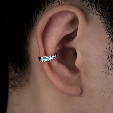 Unisex Onregelmatige Lava Textuur Koperen Oormanchet Geen Piercing Munt Groen Gletsjerblauw Emaille Oorclips
