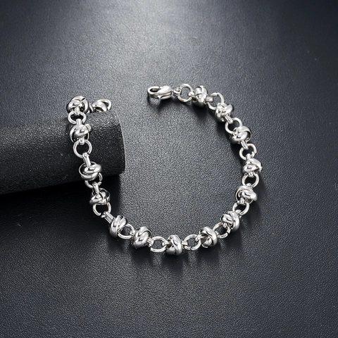 Pulsera de Cadena con Nudos de Acero de Titanio para Hombre Mujer Plata Punk Estilo Industrial Joyería con Cierre de Langosta Regalo