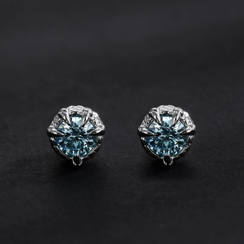 Boucle d'Oreille Magnétique Griffe de Dragon Strass Bleu Clair en Cuivre pour Homme et Femme Sans Perçage Style Hip Hop Punk