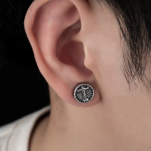 Vintage Punk Magnetic Ear Clips Copper Black Rhinestone Skull Cross Compass Pattern No Piercing Ear Bone Clips Unisex Fashion Jewelry