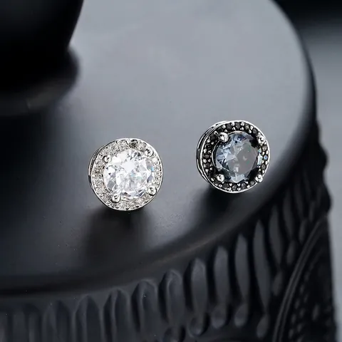 Vintage Redondo Cobre Circonia Clips de Oreja Magnéticos para Hombres Mujeres Estilo Hip Hop Genial Diamantes de Imitación Pendientes Sin Perforación Joyería Regalo