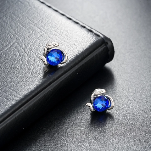 Medusa Schlange Magnetische Clip Ohrringe Blaue Strass Kupfer Ohrstecker Personalisierte Schmuck Ohne Ohrloch Geschenk