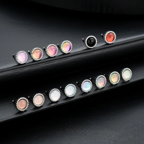 Fashion Copper Rhinestone Stud Earrings For Men Women Geometric Round Electroplated Multicolor Jewelry Personalized Ear Accessories Gift