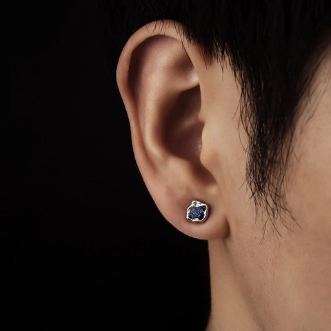 Irregular Copper Drip Oil Starry Blue Black Magnetic Ear Clip Stud Earrings For Women Men Sophisticated Unisex Trendy Jewelry