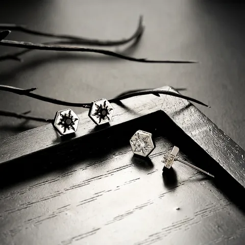 Vintage Zeshoekige Zon Ster Oorknopjes Koper Strass Unisex Since Oorbellen Retro Mode Sieraden Voor Dagelijks Feest