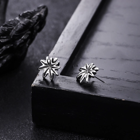 Pendientes de Botón de Cobre Vintage Hoja de Membrillo Estrella Para Hombre Mujer Poste de Acero Inoxidable Minimalista Punk