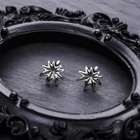 Pendientes de Botón de Cobre Vintage Hoja de Membrillo Estrella Para Hombre Mujer Poste de Acero Inoxidable Minimalista Punk