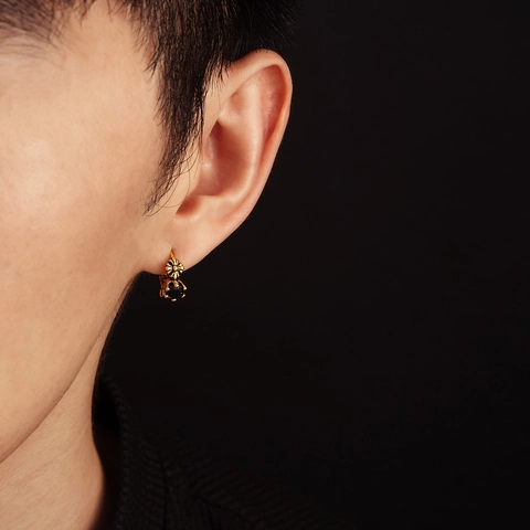 Orecchini a Cerchio in Rame Vintage con Croce e Corona Perno in Acciaio Inossidabile Strass Nero Punk Gothic Gioielli per Uomo Donna