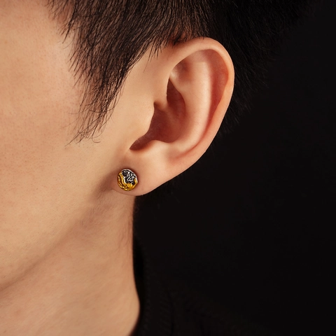 Trendige Kupfer Galvanisierte Berg Textur Ohrstecker Für Herren Damen Asymmetrische Zweifarbige Lava Design Schmuck Zubehör