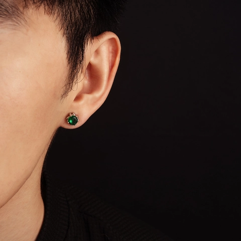 Minimalist Copper Green Rhinestone Stud Earrings Four Prong Fashion Ear Jewelry For Men Women Gold Silver Plated Accessory