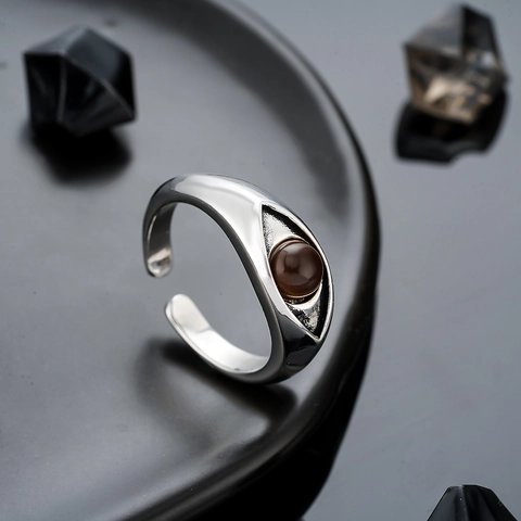Bague Ouverte en Cuivre Vintage Oeil d'Horus Homme Femme Rétro Ajustable Punk Gothique Bijoux Cadeau Personnel
