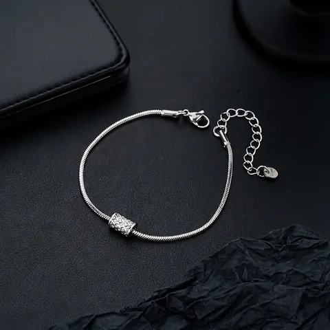 Bracciale Catena Serpente in Acciaio al Titanio Moda Uomo Geometrico Cavo con Strass Regalo Gioielli di Alta Classe per Fidanzato