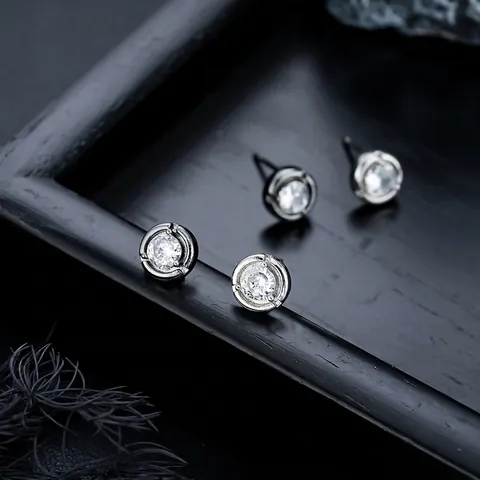 Vintage Stijl Koperen Strass Oorknopjes Unisex High End Minimalistisch Rond Kristal Oorknopjes Mode Accessoires