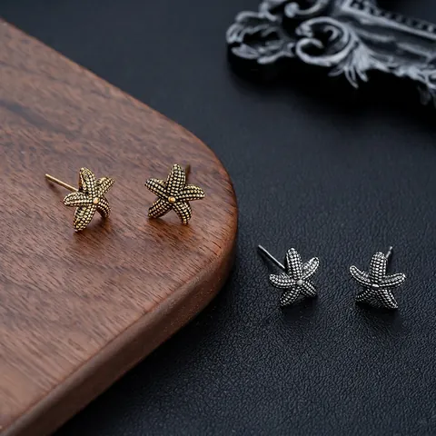 Vintage Koperen Zeester Oorknopjes Nautische Gepersonaliseerde Sieraden Voor Mannen Vrouwen Goud Zilver Gegalvaniseerd Oceaanstijl