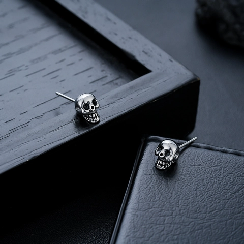 Vintage Skull Stud Earring Stainless Steel Punk Gothic Hip Hop Jewelry For Men Women Daily Party Decor Gift