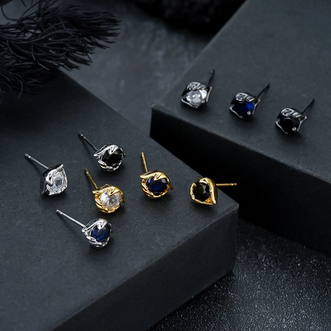 Orecchini a Bottone in Rame a Forma di Occhio con Zirconia per Uomo Donna Gioielli Galvanizzati Personalizzati Regalo Quotidiano