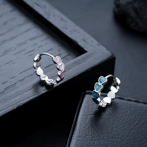 Orecchini a Cerchio a Cuore in Acciaio al Titanio per Uomo Donna Moda Geometrica Smalto Colorato Gioielli all'Ingrosso
