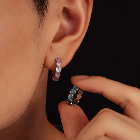 Orecchini a Cerchio a Cuore in Acciaio al Titanio per Uomo Donna Moda Geometrica Smalto Colorato Gioielli all'Ingrosso