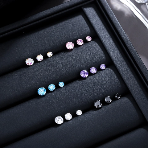 Titanium Alloy Round Inlaid Rhinestone Stud Earrings Cartilage Piercing Lip Nose Ring Minimalist Jewelry For Men Women