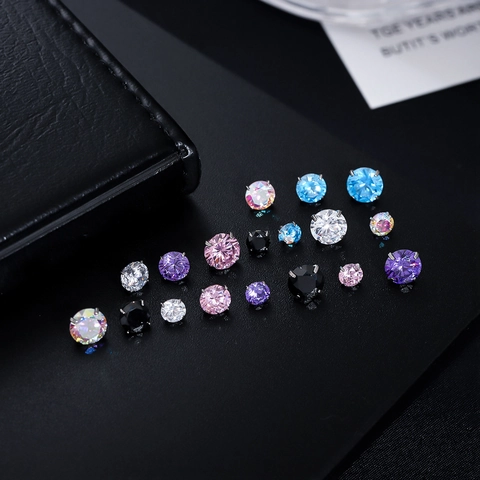 Boucles d'Oreilles Clous en Alliage de Titane à Quatre Griffes avec Strass pour Hommes Femmes Bijoux de Mode Labret