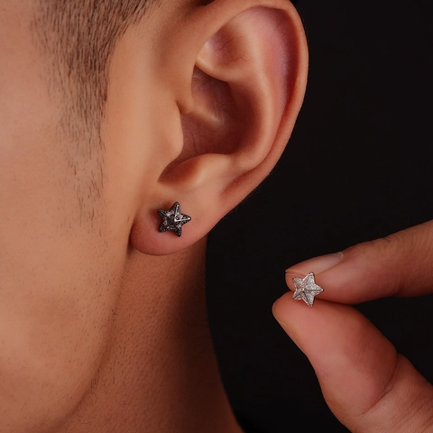 Copper Star Stud Earrings Micro Pave Rhinestone Fashion Jewelry For Men Women Minimalist Design Stainless Steel Post