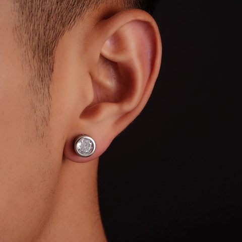 Retro Koperen Zirconia Oorknopjes Voor Dames Heren Rond Geometrisch Gesneden Ontwerp Neutrale Stijl Mode Sieraden Cadeau