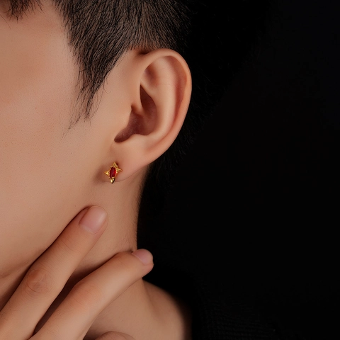 Boucles d'Oreilles Clous Étoile Irrégulière Zircone Losange Pierre Marquise Avec Tige en Argent Sterling 925 Bijoux Unisexe