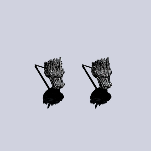Dragon Head Stud Earrings And Ear Clips Copper With Stainless Steel Earring Post Vintage Gothic Punk Men Women