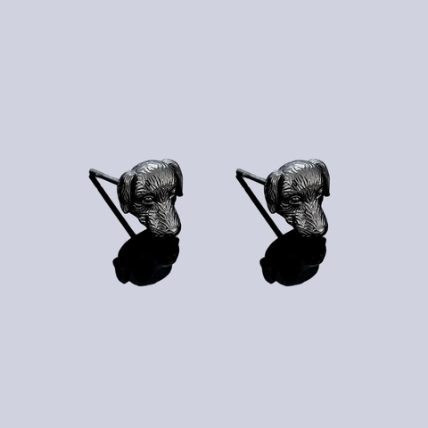 Orecchini a Bottone a Forma di Testa di Cane Zodiacale 3D Intagliati Vintage Uomo Donna Rame Galvanico Clip Orecchio Magnetiche Gioielli Animali