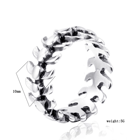 Anello Spinale Vintage Punk in Acciaio Inossidabile per Uomo Argento Antico Distressed Lisca di Pesce Anello Geometrico Gioielli di Moda