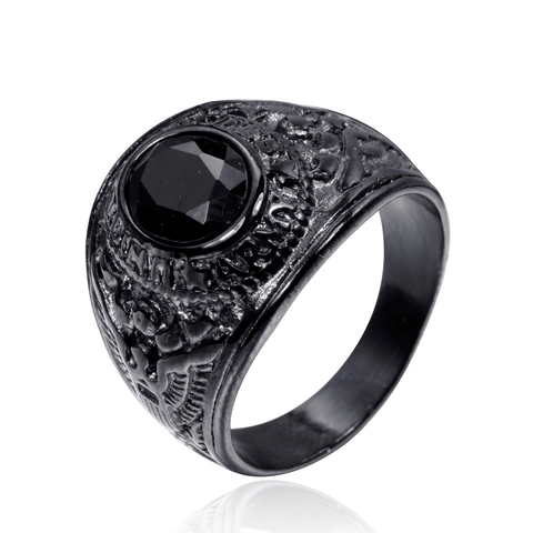 US Army Vintage Edelstahl Ring Für Herren Adler Militär Siegelring Gold Vergoldet Strass Schmuck Rot Blau Grün Schwarz Stein