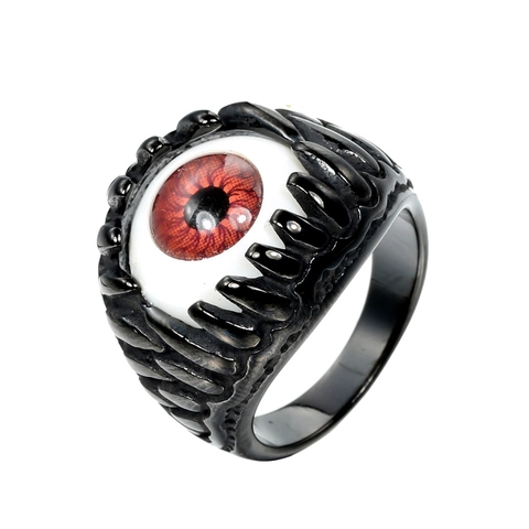 Vintage Stainless Steel Evil Eye Punk Ring For Men Gothic Claw Devil Eye Statement Ring Retro Gold Black Finger Ring Jewelry