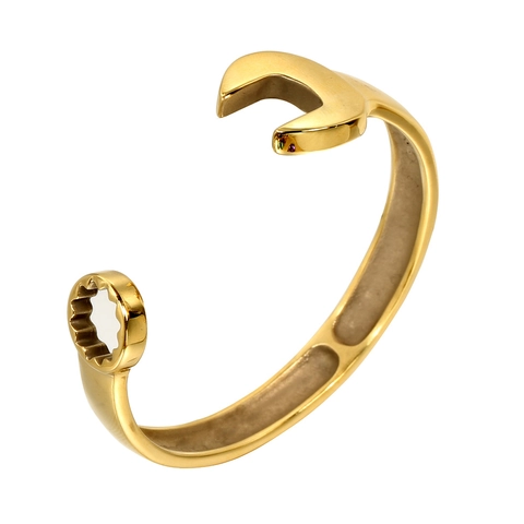 Bracciale Rigido Vintage a Forma di Chiave Inglese per Uomo Donna in Acciaio al Titanio Polsino Aperto Regolabile Meccanico Retro Gioielli